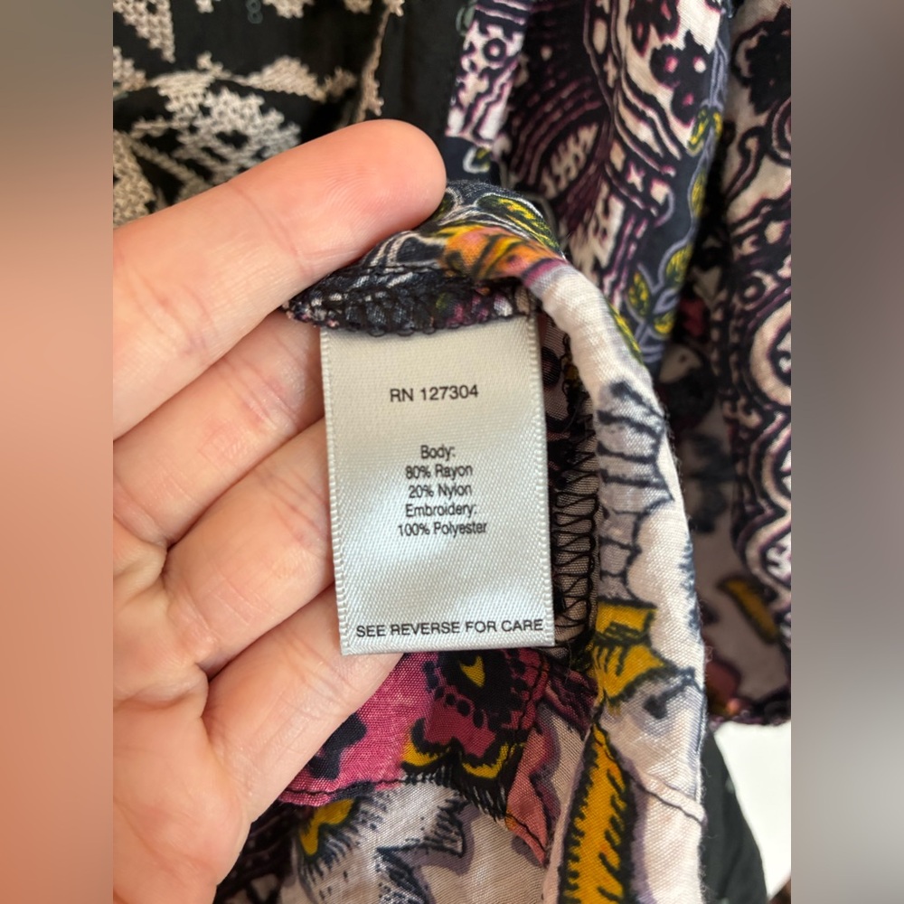 John Mark Tunic Top 2X Patchwork Boho Floral 3/4 … - image 10